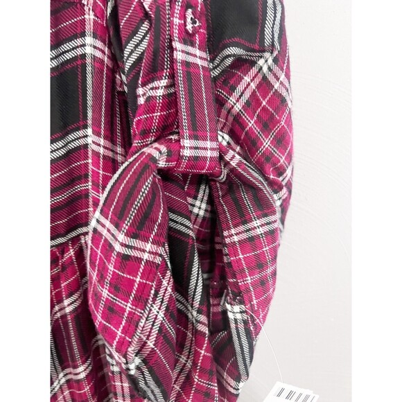 Torrid Womens Plus Dress Sz 2X Red Black Plaid 3/4 Slv V Neck Button Shirt NWT - Picture 7 of 8